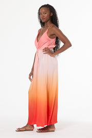 Shayna Hammered Satin Dress // Solar Orange Ombre