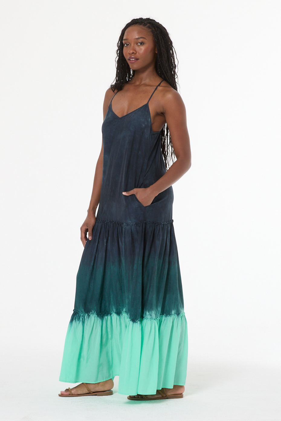 teal ombre maxi dress Women's Alani Voile in Brushed by YFB Size:XL | XL | XL | XL Ivory Lace, Ivory Lining Sosandar Blue Ribbed Knit and made for sun combined--vin