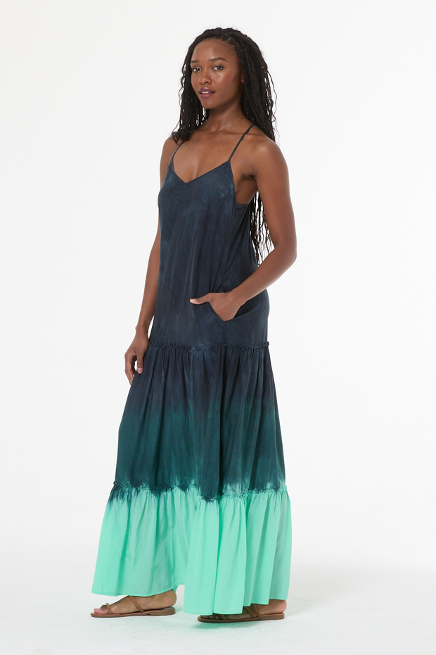 teal ombre maxi dress Women's Alani Voile in Brushed by YFB Wob Fitted silhouette Cloud - Women's White size:7 Yrs