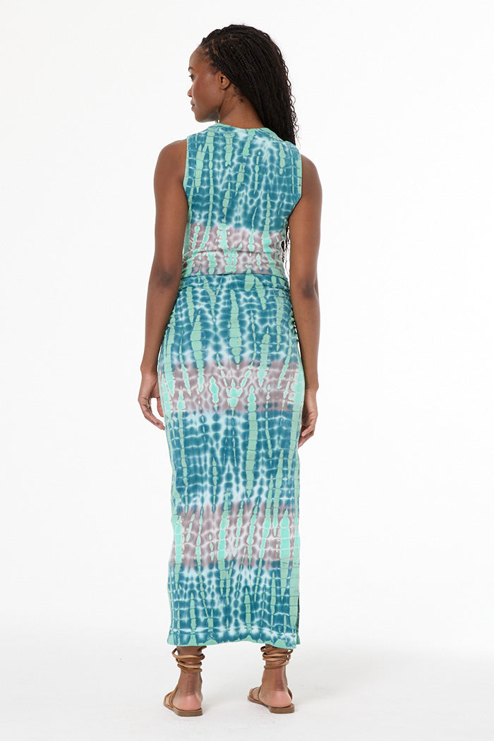 slim fit dress slacks St. Barts Teal Tie-Dye Kimono Maxi Dress main image 0