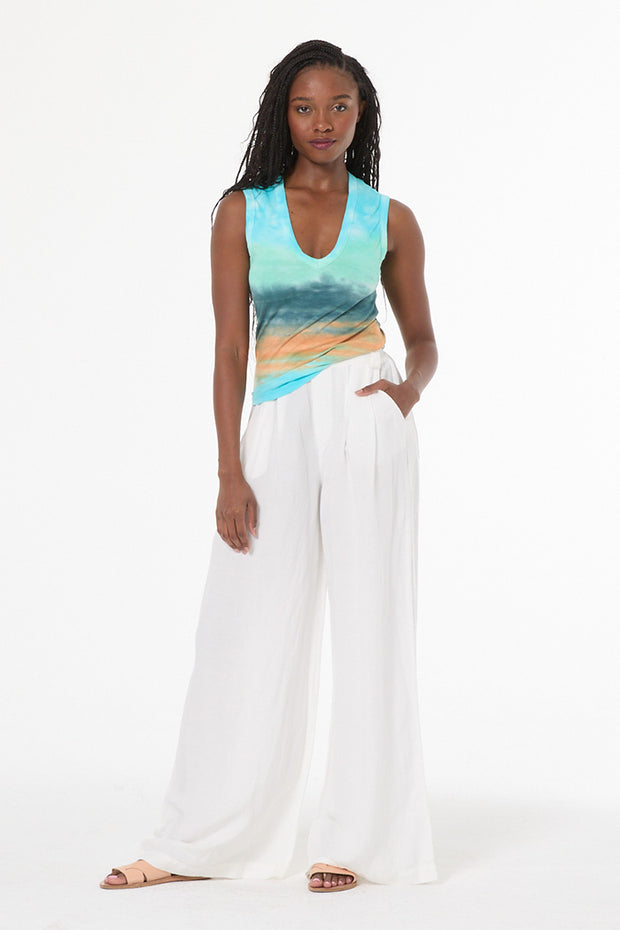 Diane Sleeveless Tee // Jelly Mint Watercolor Wash