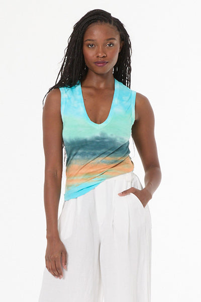 Diane Sleeveless Tee // Jelly Mint Watercolor Wash