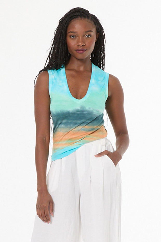 Diane Sleeveless Tee // Jelly Mint Watercolor Wash