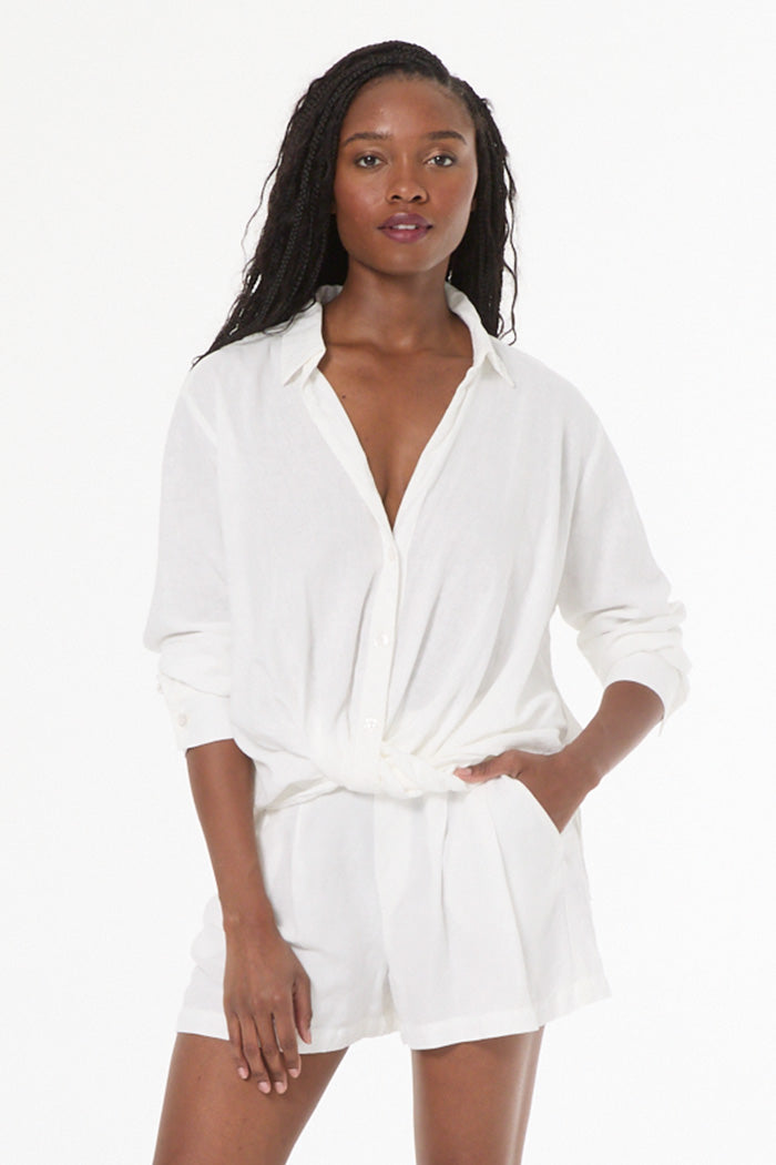 Traveler Linen Top // Bone