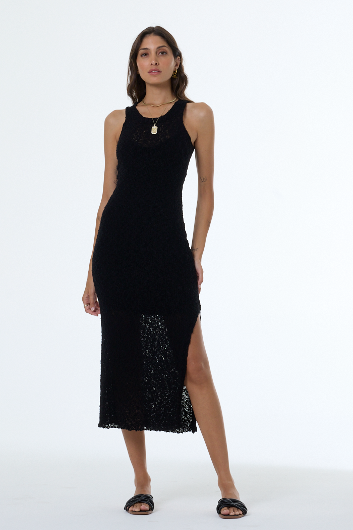 Women's Enele Bouclé Dress in Black by YFB