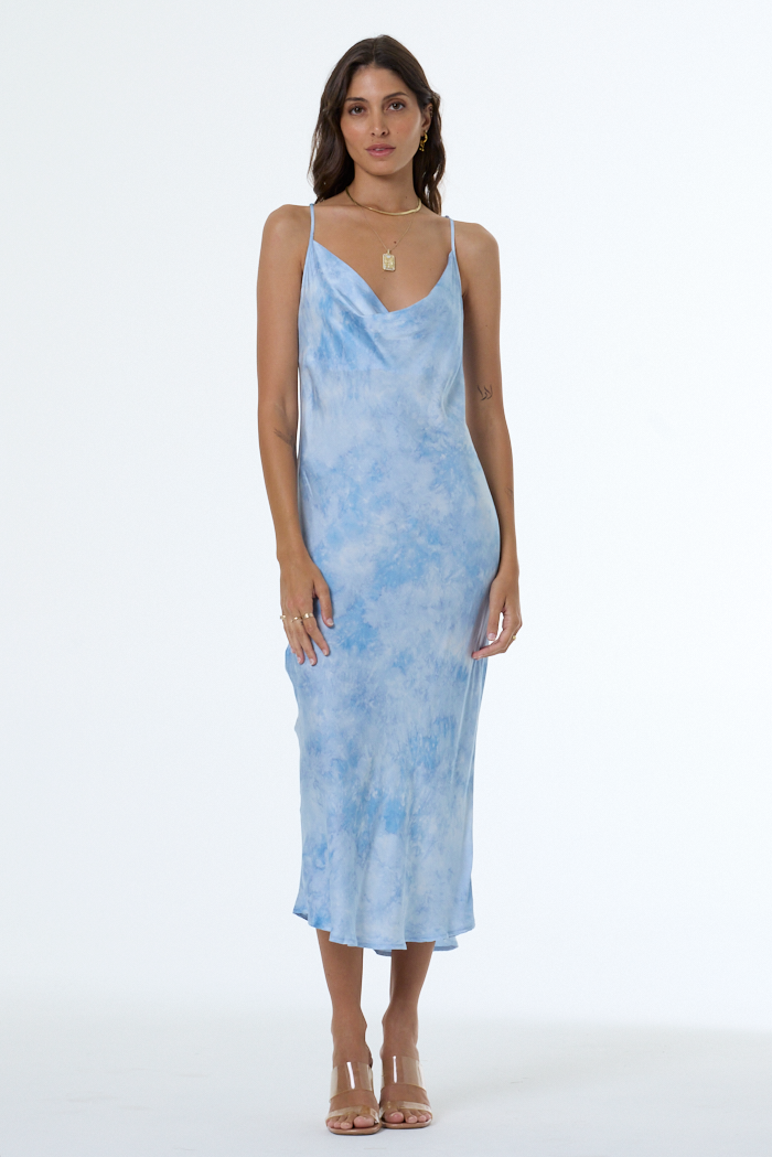 Women's Sweetie Slip Dress in Blue Aura Cloud Wash by YFB