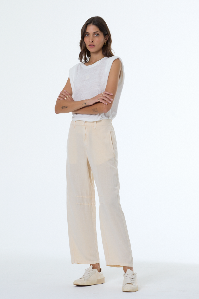 Barrlet Barrel Linen Pant // Chalk