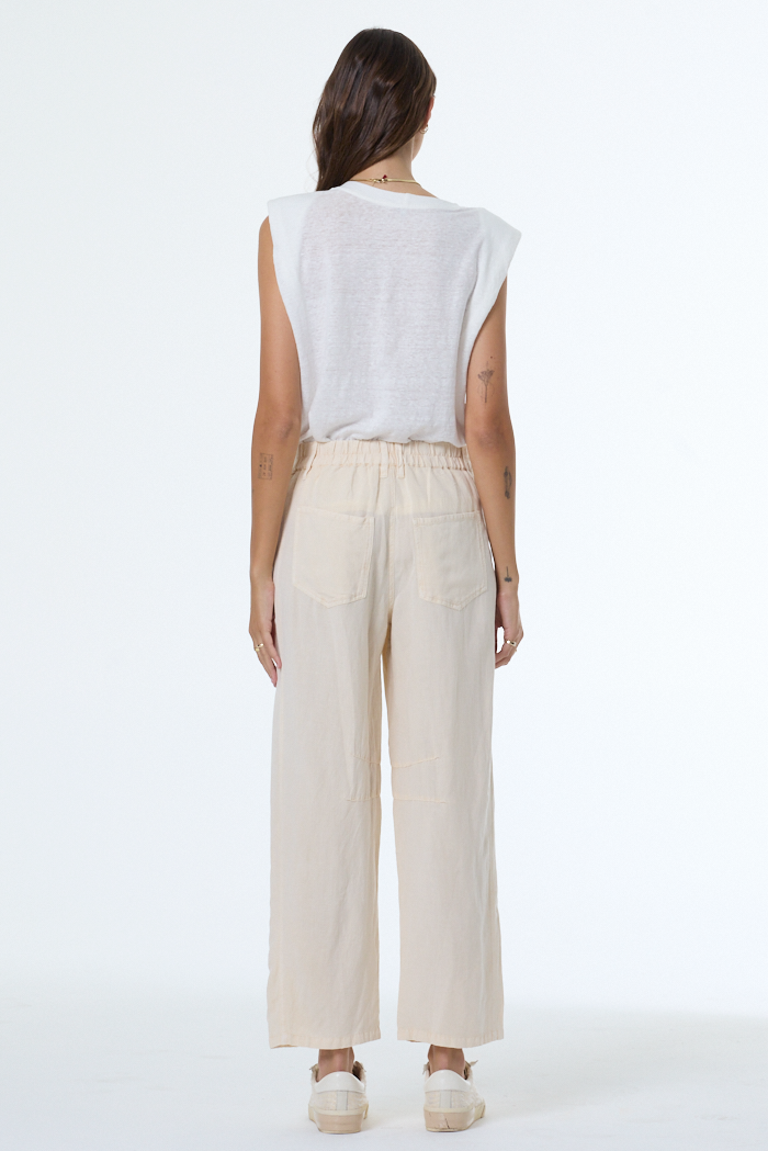 Women's Barrlet Barrel Linen Pant in Chalk by YFB