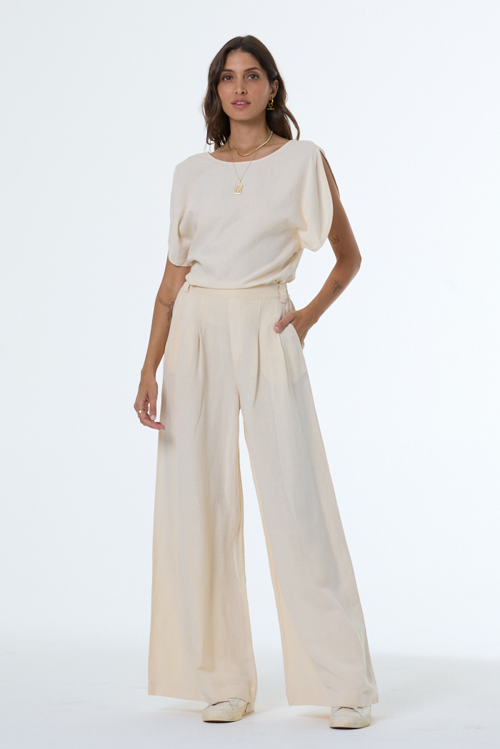 Bina Pleated Pant // Chalk Pigment – Young Fabulous & Broke