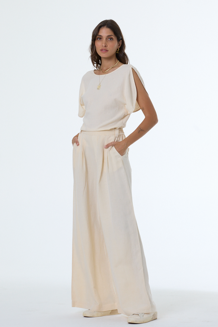 Bina Pleated Pant // Chalk Pigment