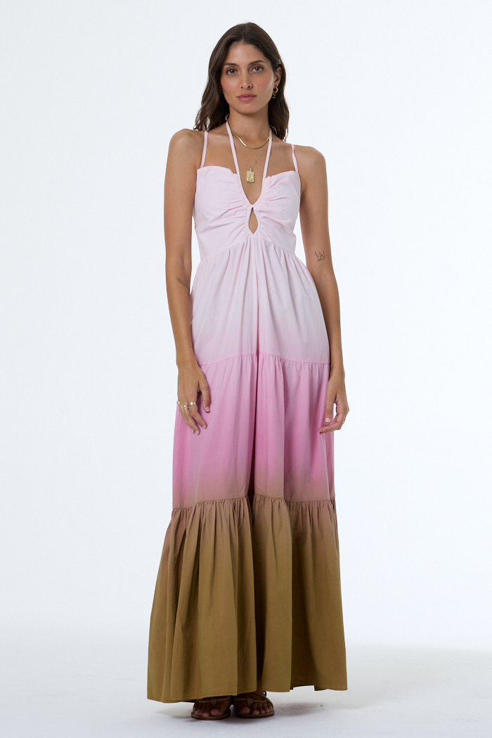 Women's Haisely Poplin Dress in Pink Mauve Ombre by YFB