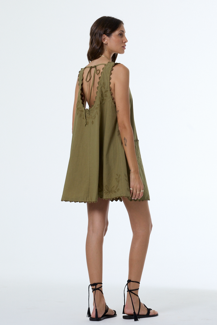 Kiona Mini Swing Dress // Dark Olive