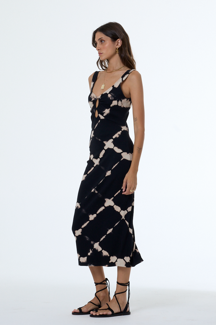 Women's Demios Dress in Black Shibori Wash by YFB