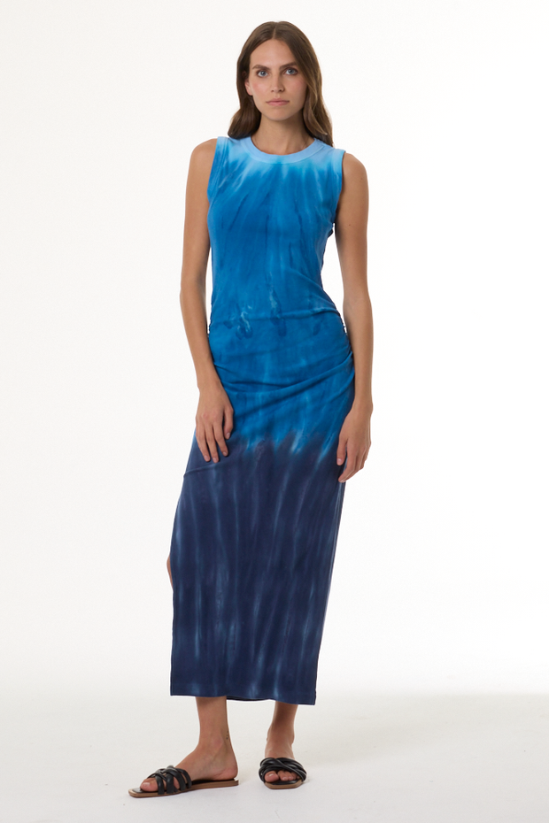 Women's Tamara Cotton Rib Dress in Tranquil Blue Brushed Ombre by YFB