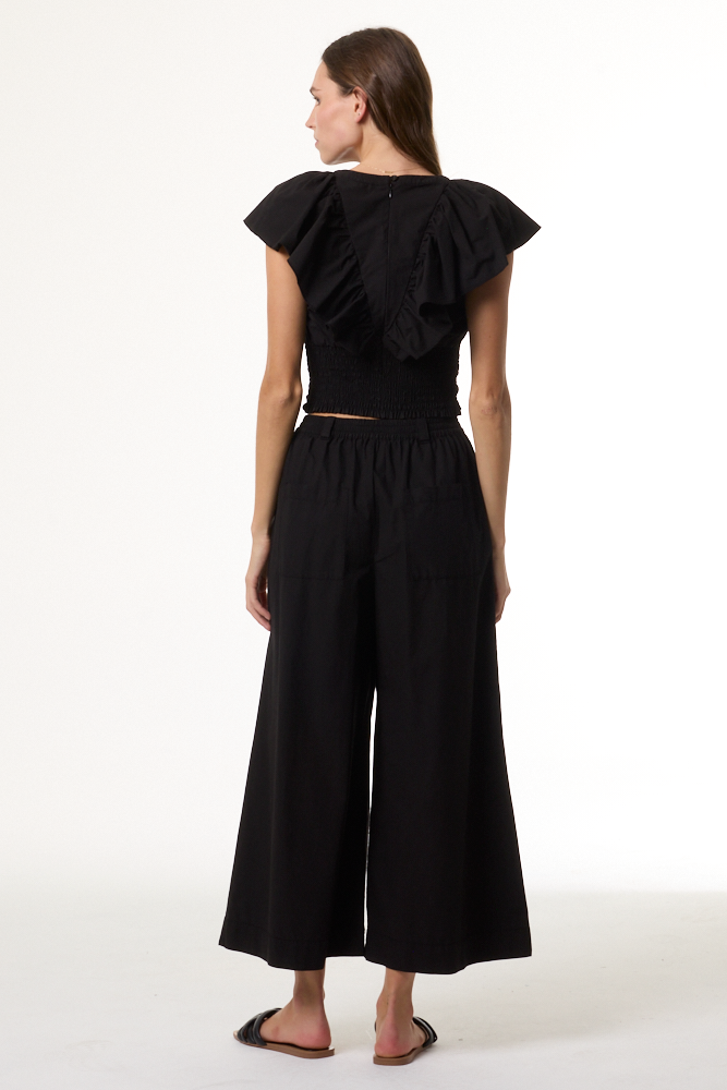 Women's Cotton Ruffle Top in Black - Augie | YFB Clothing – Young