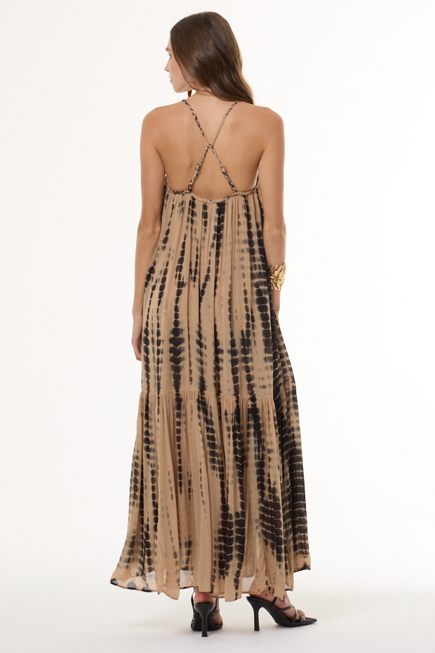 Women's Athena Chiffon Dress in Black Bamboo Wash by YFB