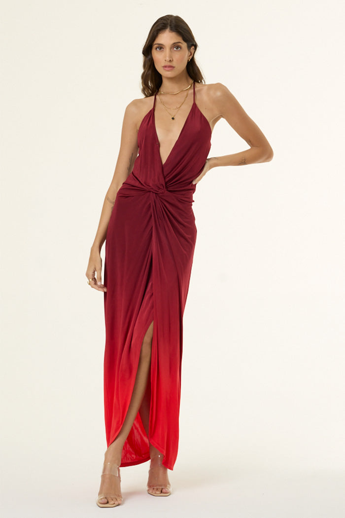 Siren Jersey Slip Dress // Dark Ruby Ombre