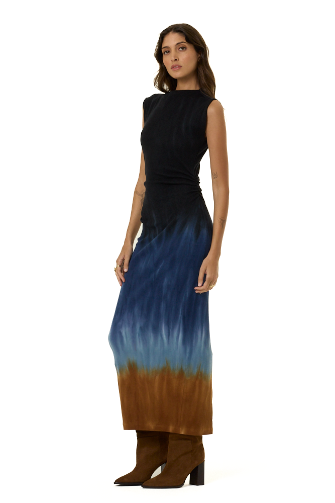 brown and blue maxi dress Jodie | Ombre Rib Knit Maxi Dress Billy j