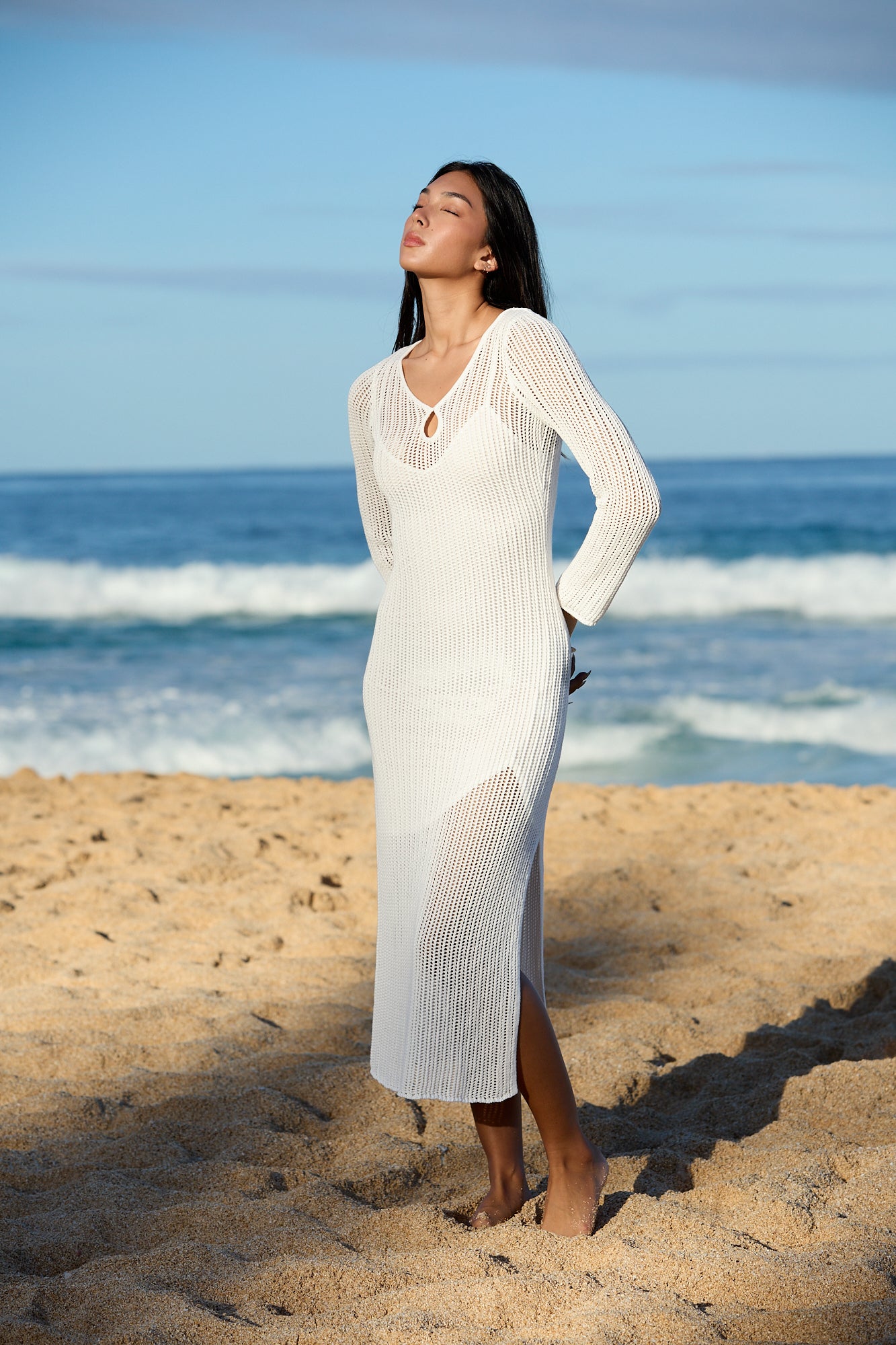 open knit beach dress Beach Cover Up| Fated White Cover-Up Mini Dress - White