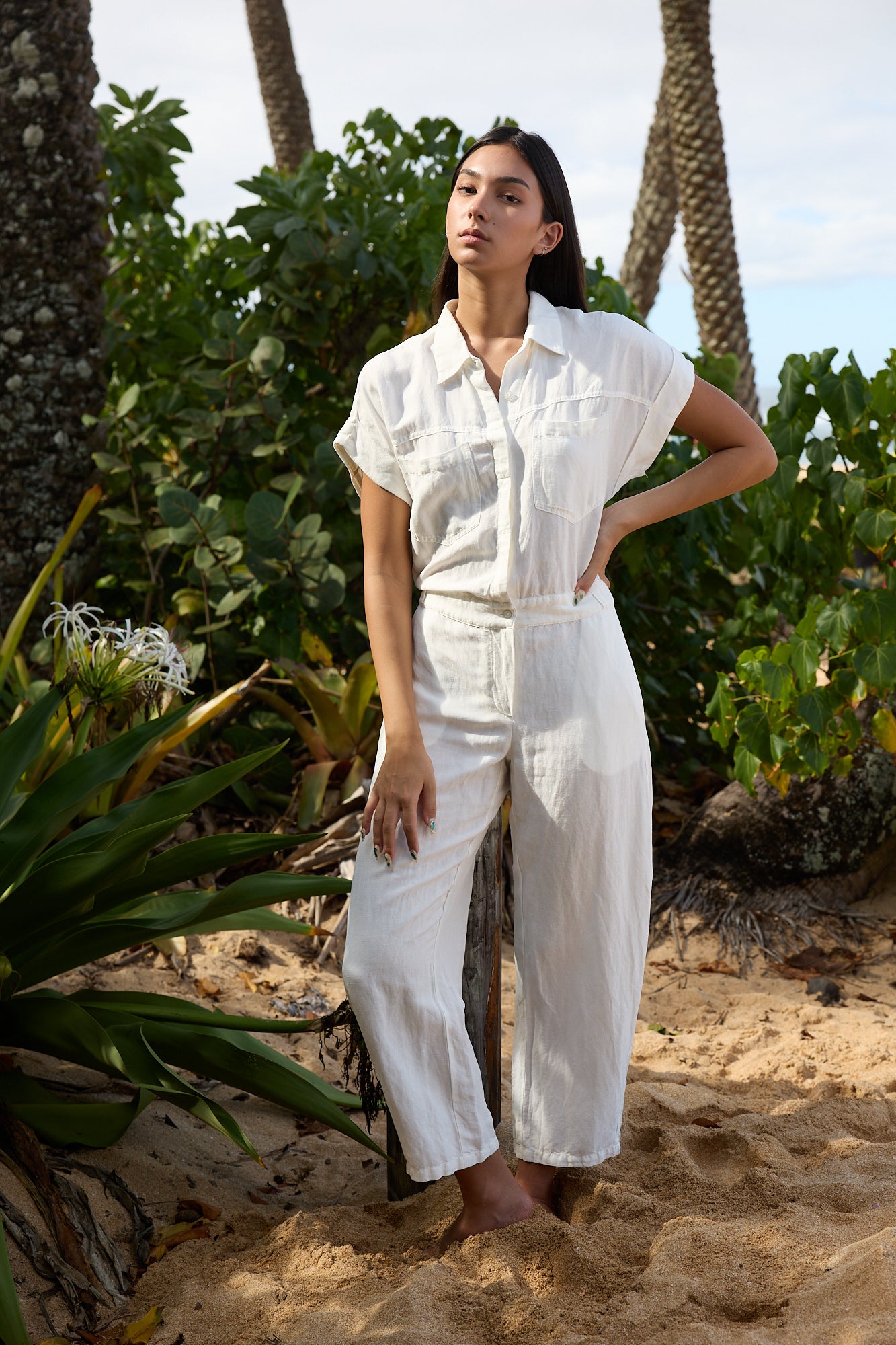 Babs Barrel Leg Jumpsuit // Bone Pigment