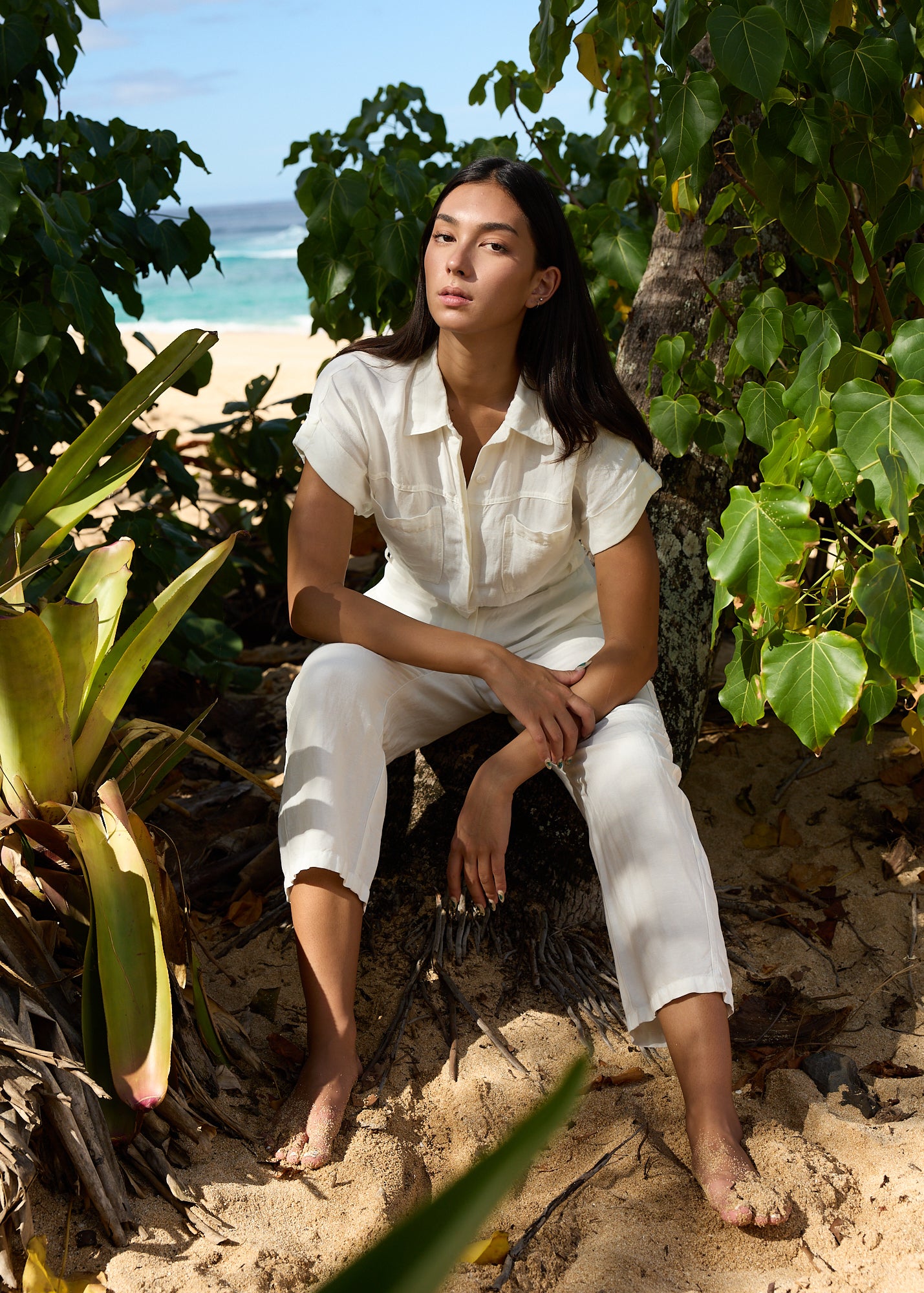 Babs Barrel Leg Jumpsuit // Bone Pigment