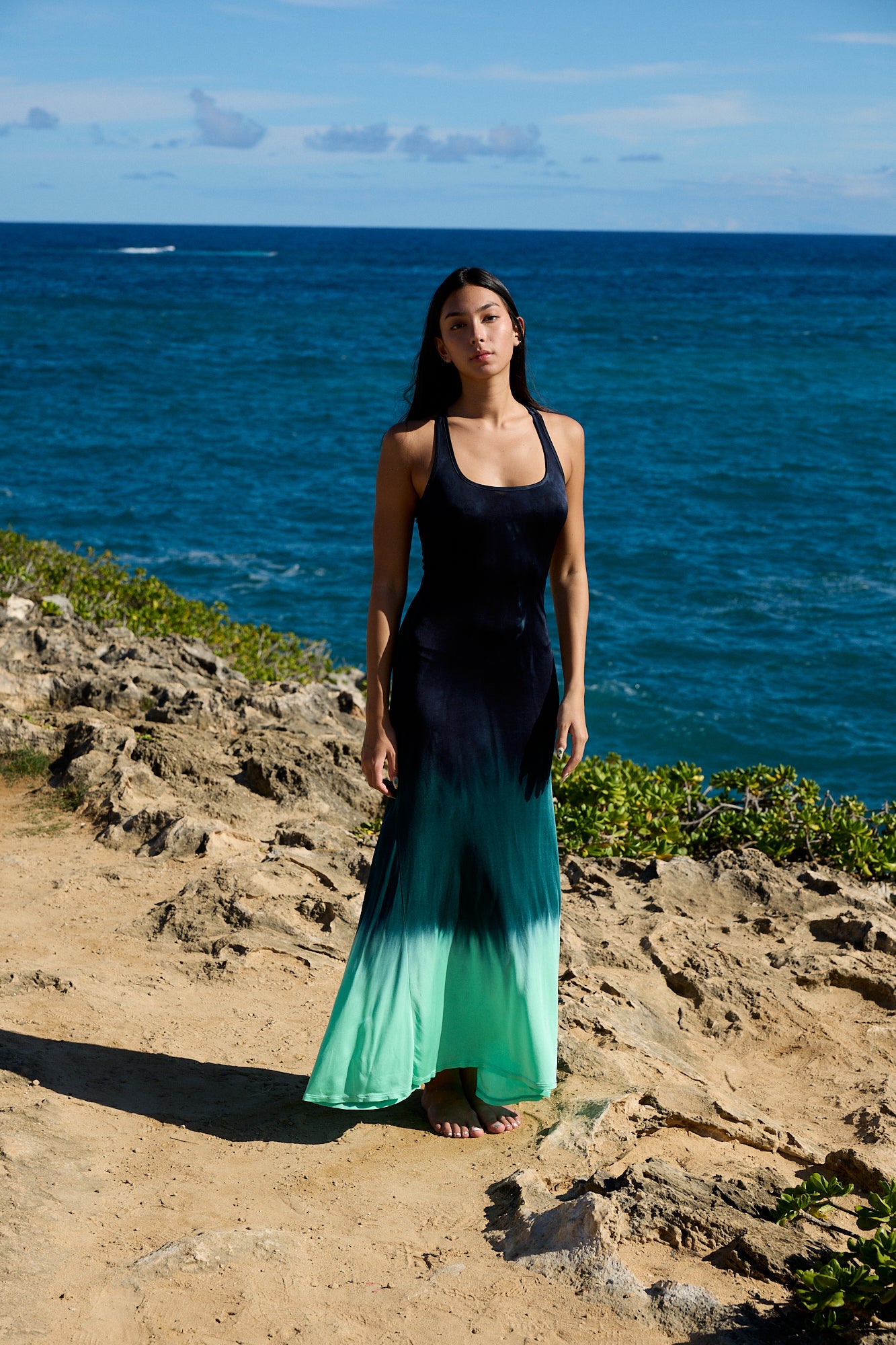 Women's Wander Dress in Teal Brushed Ombre by YFB Women's Wander Dress in Teal Brushed Ombre by YFB