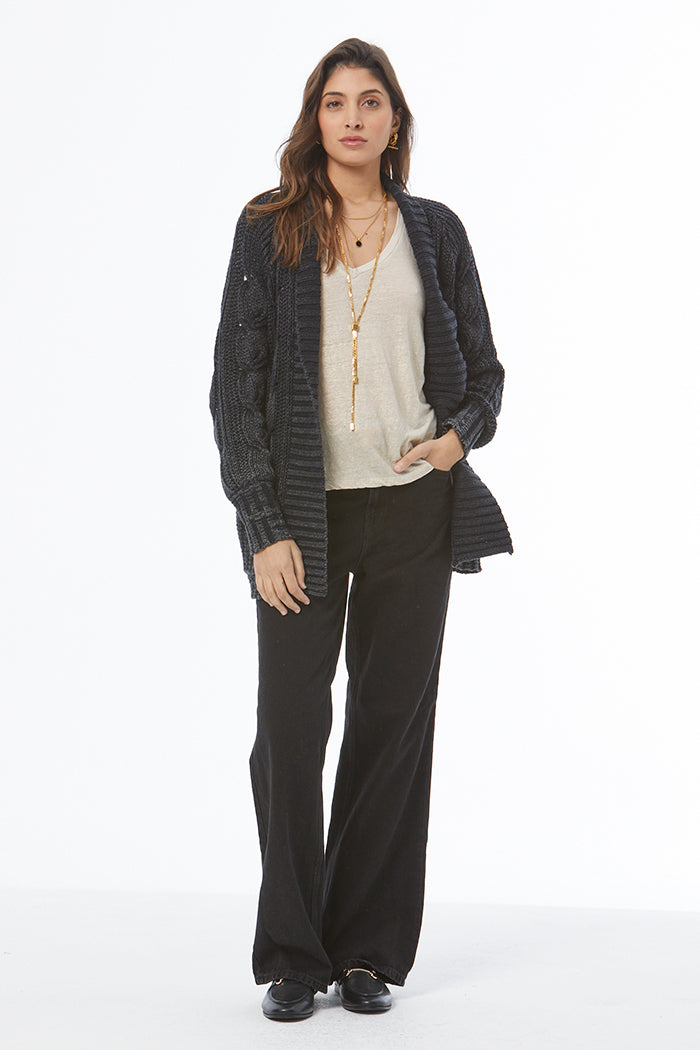 Jimmy Cable Cardi // Black Mineral Wash