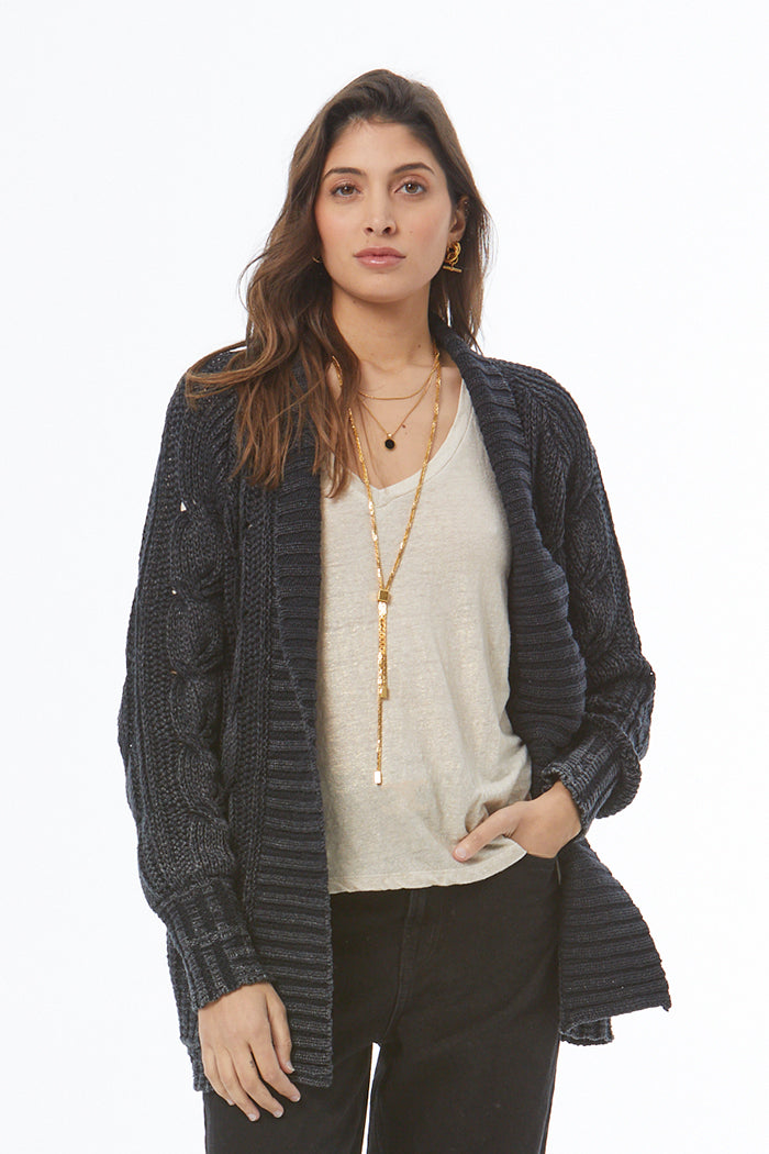 Jimmy Cable Cardi // Black Mineral Wash