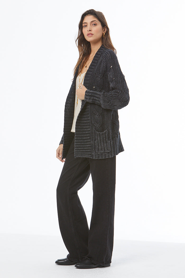 Jimmy Cable Cardi // Black Mineral Wash