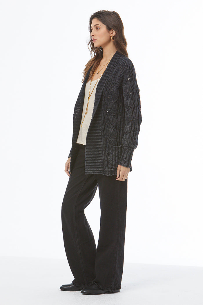 Jimmy Cable Cardi // Black Mineral Wash