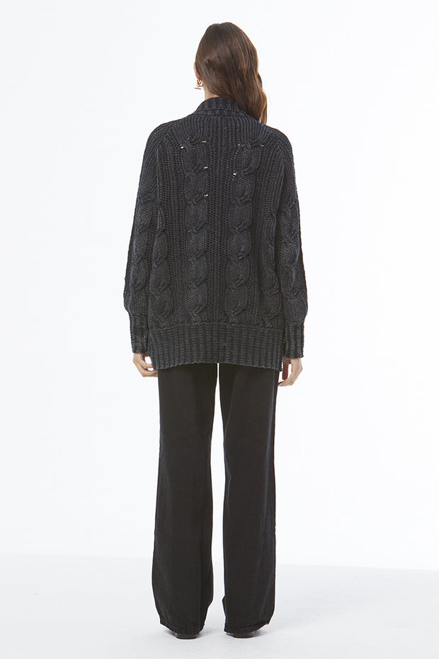 Jimmy Cable Cardi // Black Mineral Wash
