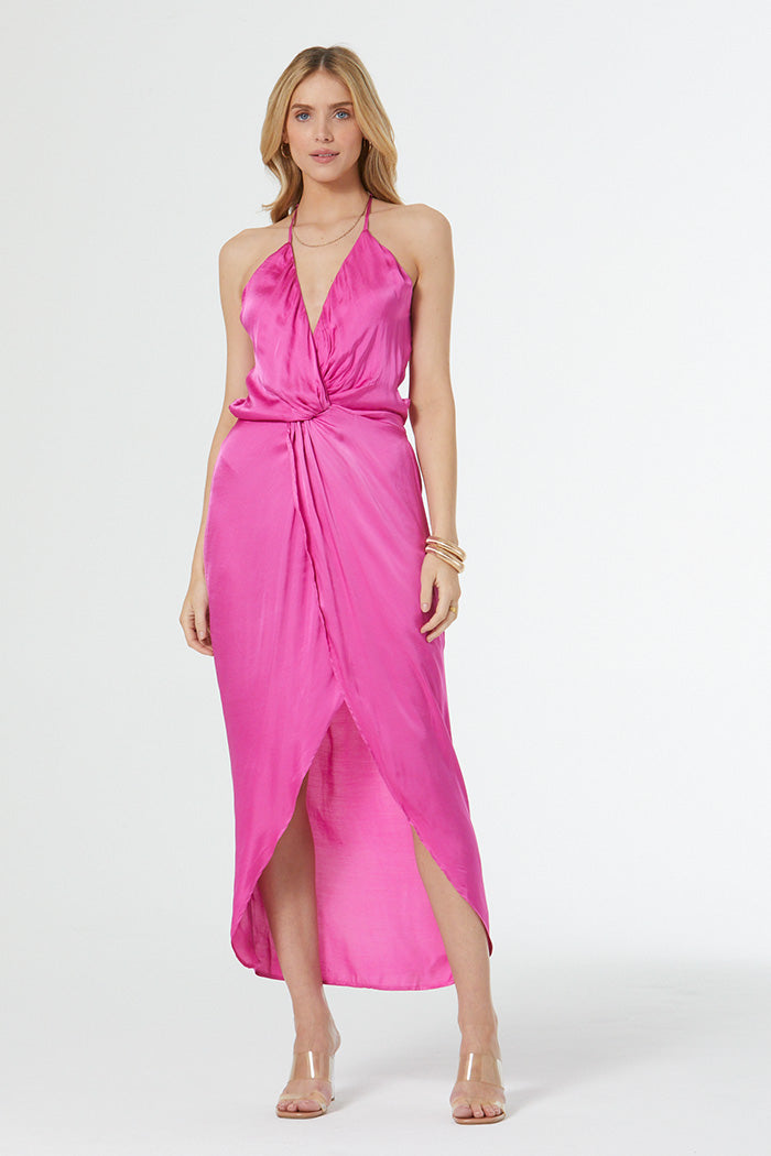 raspberry satin dress marni