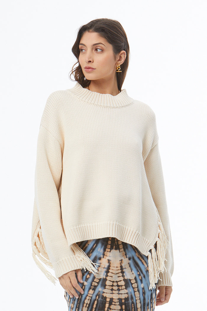 Houston Mock Neck Sweater // Vanilla
