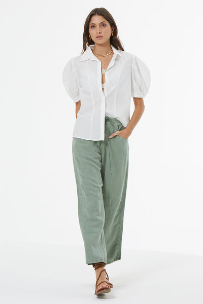 Barret Linen Barrel Pant // Hedge Pigment