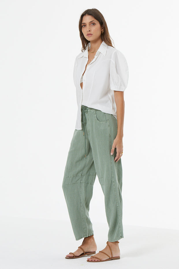 Barret Linen Barrel Pant // Hedge Pigment