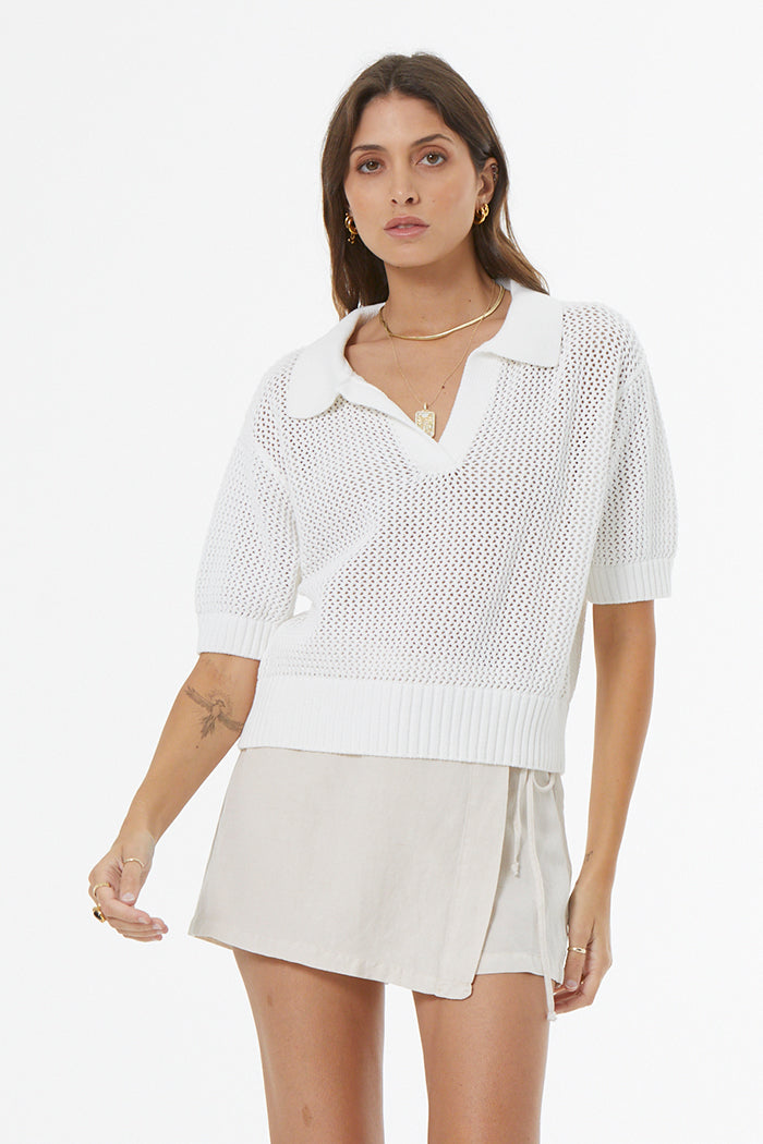Vince Crochet Polo // Bone