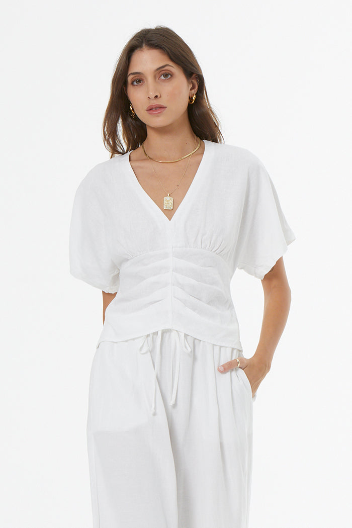 Silvana Pleated Top // Bone