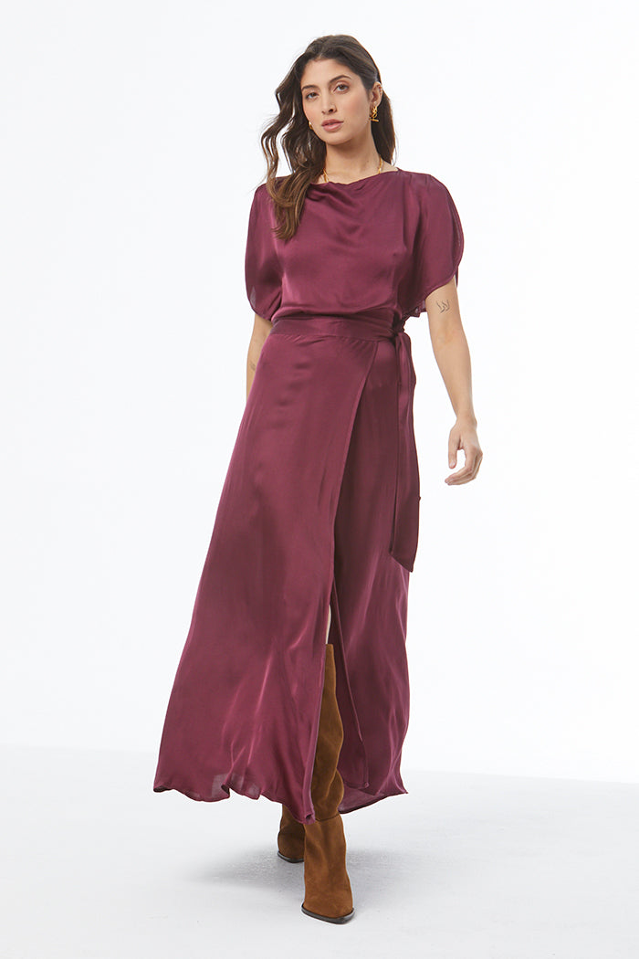 Arla Maxi Wrap Skirt // Cherry Lacquer