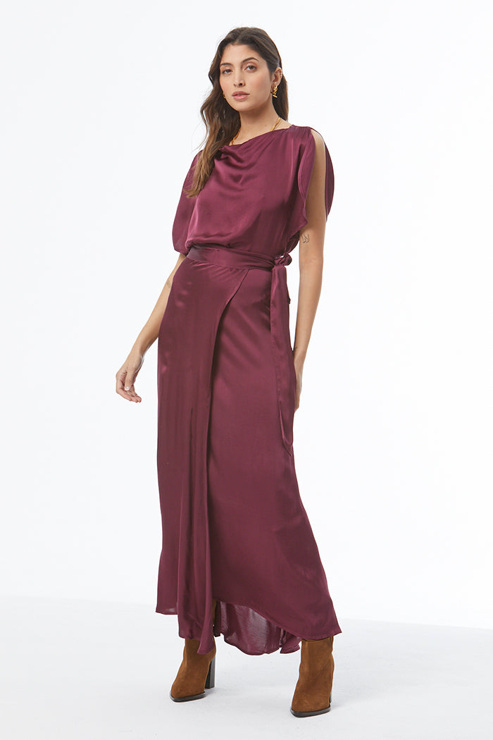 Arla Maxi Wrap Skirt // Cherry Lacquer