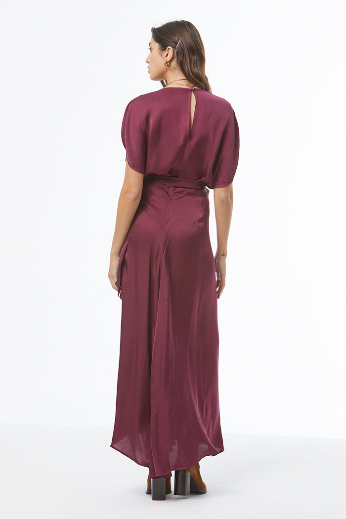 Arla Maxi Wrap Skirt // Cherry Lacquer