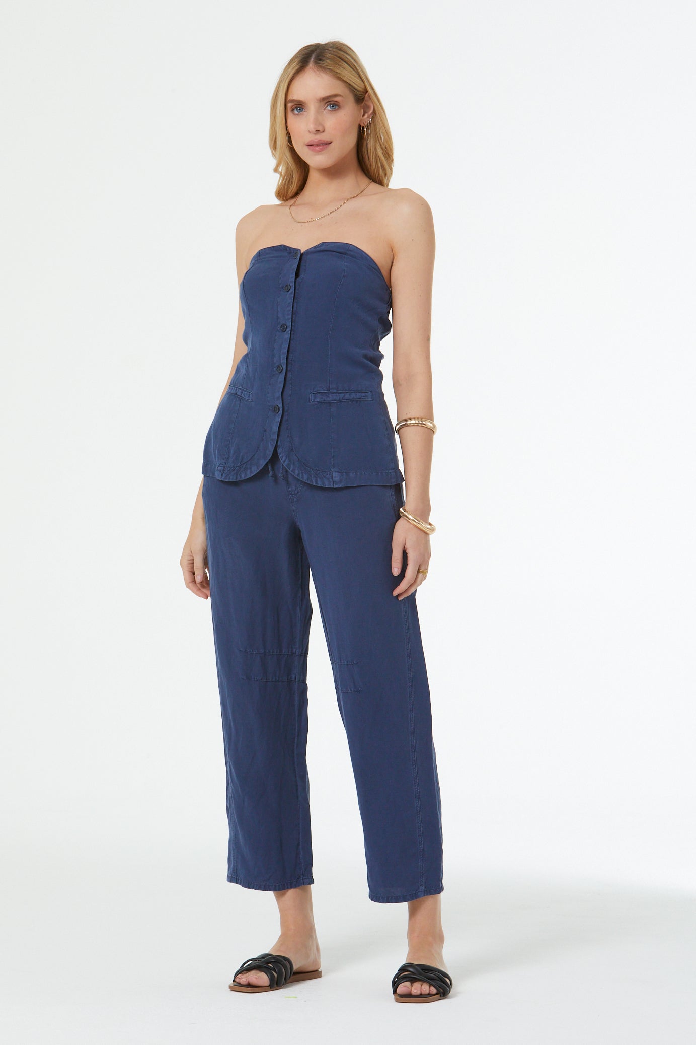 Barret Linen Barrel Pant // Aviator Blue Pigment
