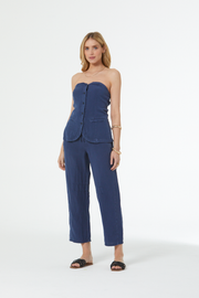 Barret Linen Barrel Pant // Aviator Blue Pigment