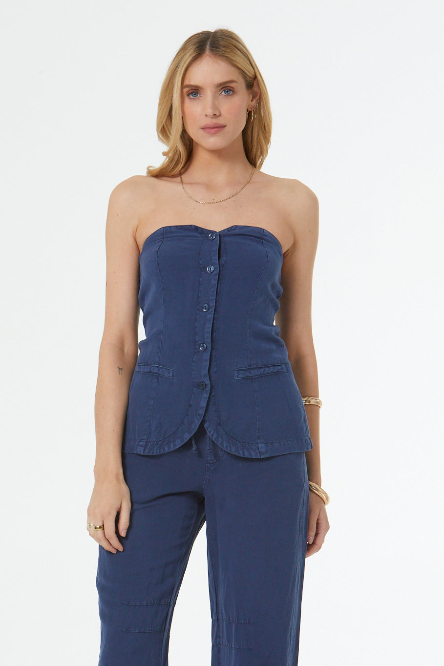 Benji Strapless Waist Coat // Aviator Blue Pigment
