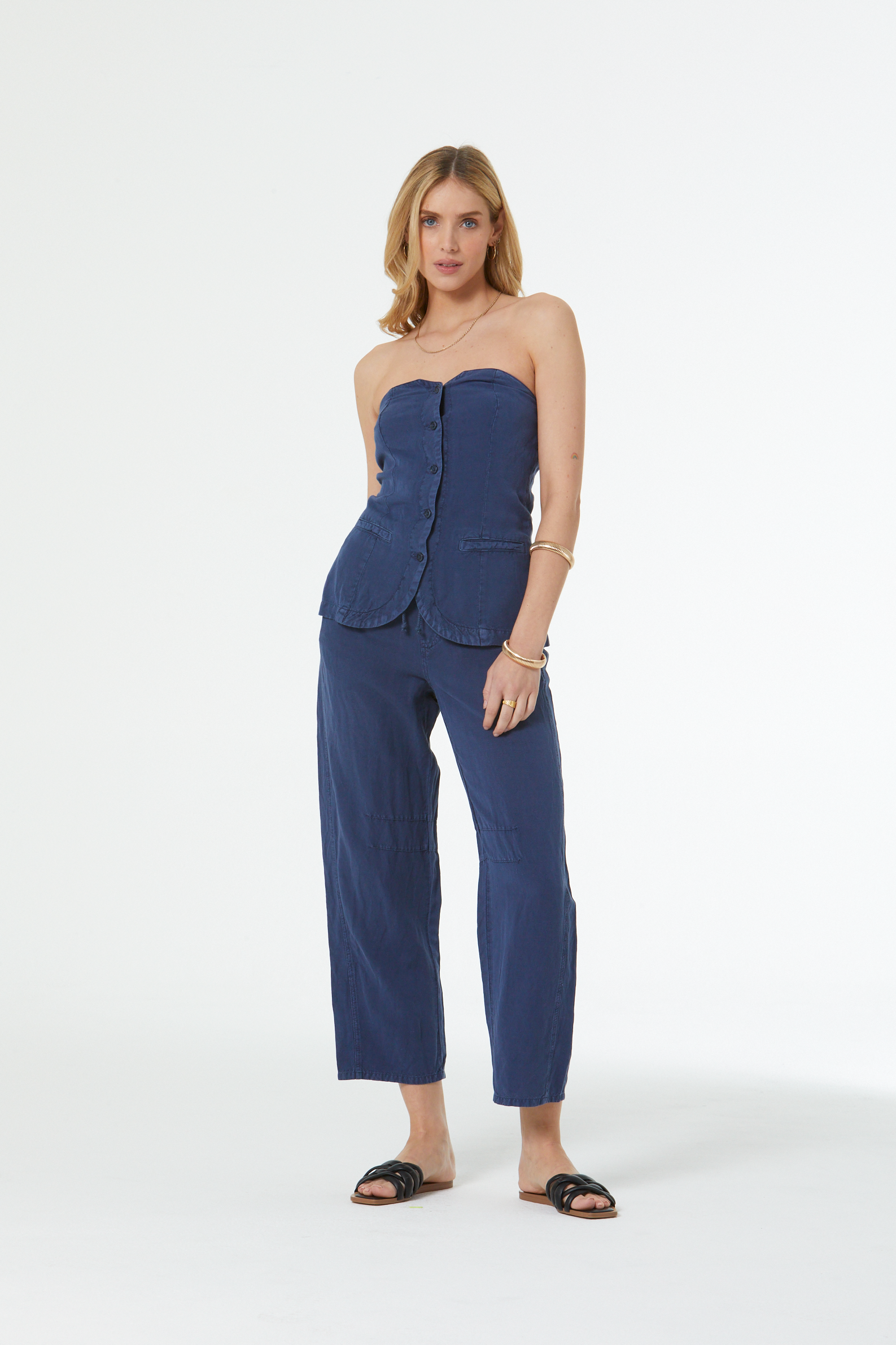 Barret Linen Barrel Pant // Aviator Blue Pigment