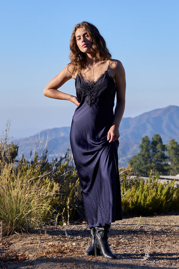 Lacci Slip Dress | Midnight Silky Viscose