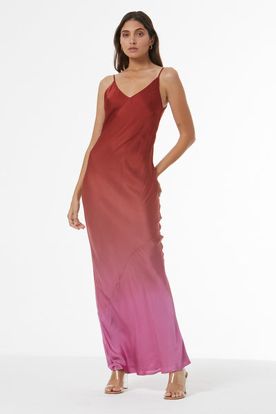 Tori Maxi Slip Dress // Bordeaux Ombre ~ SAMPLE NO RETURN