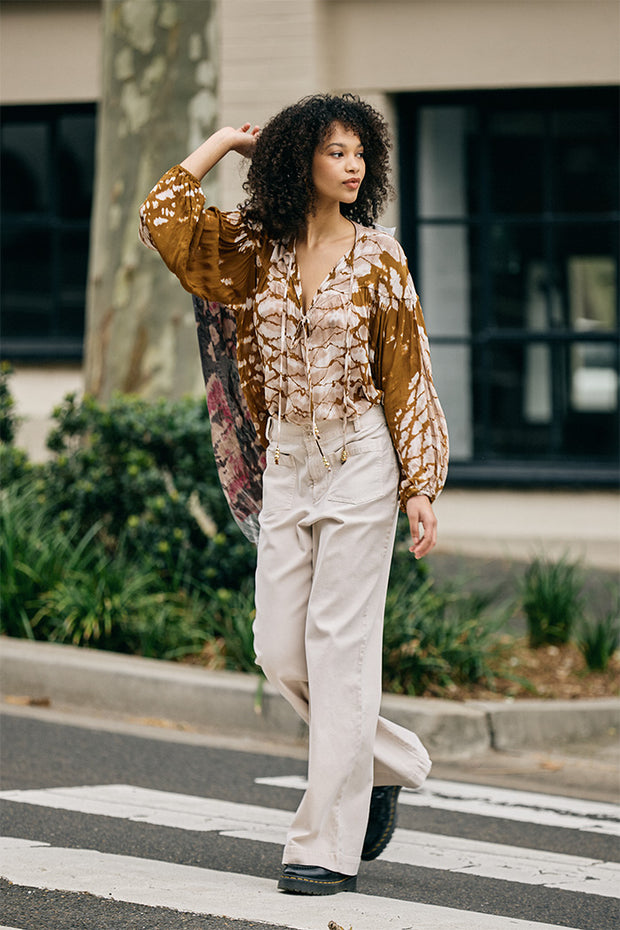 Abbey Top with Beads // Shiitake Boa Wash