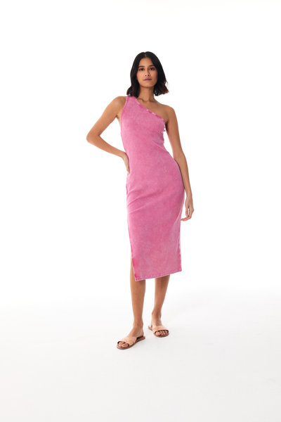 Wolfe Midi Dress // Passion Pink Mineral Wash ~ SAMPLE NO RETURN