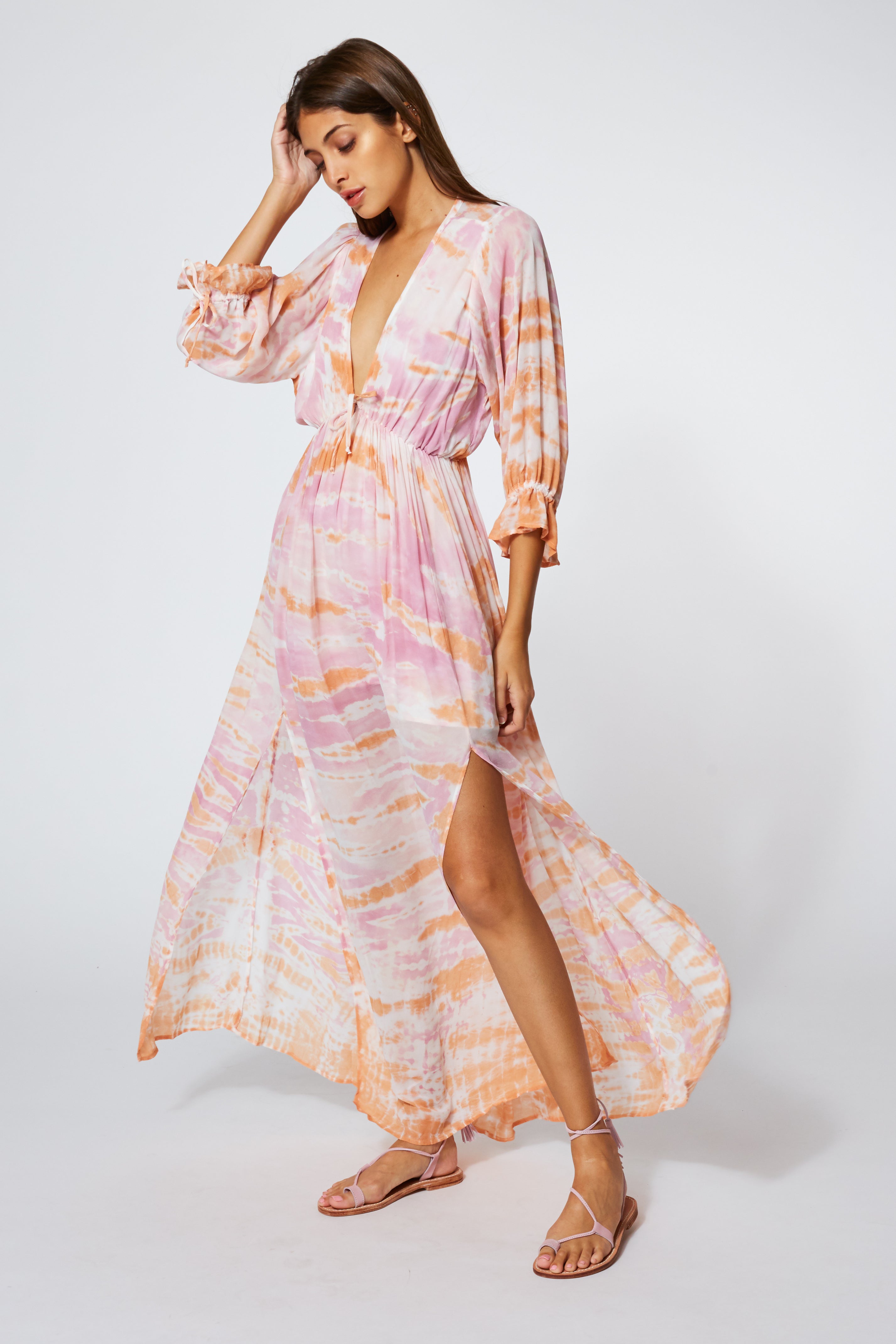 Meadow Dress In Peach Bamboo