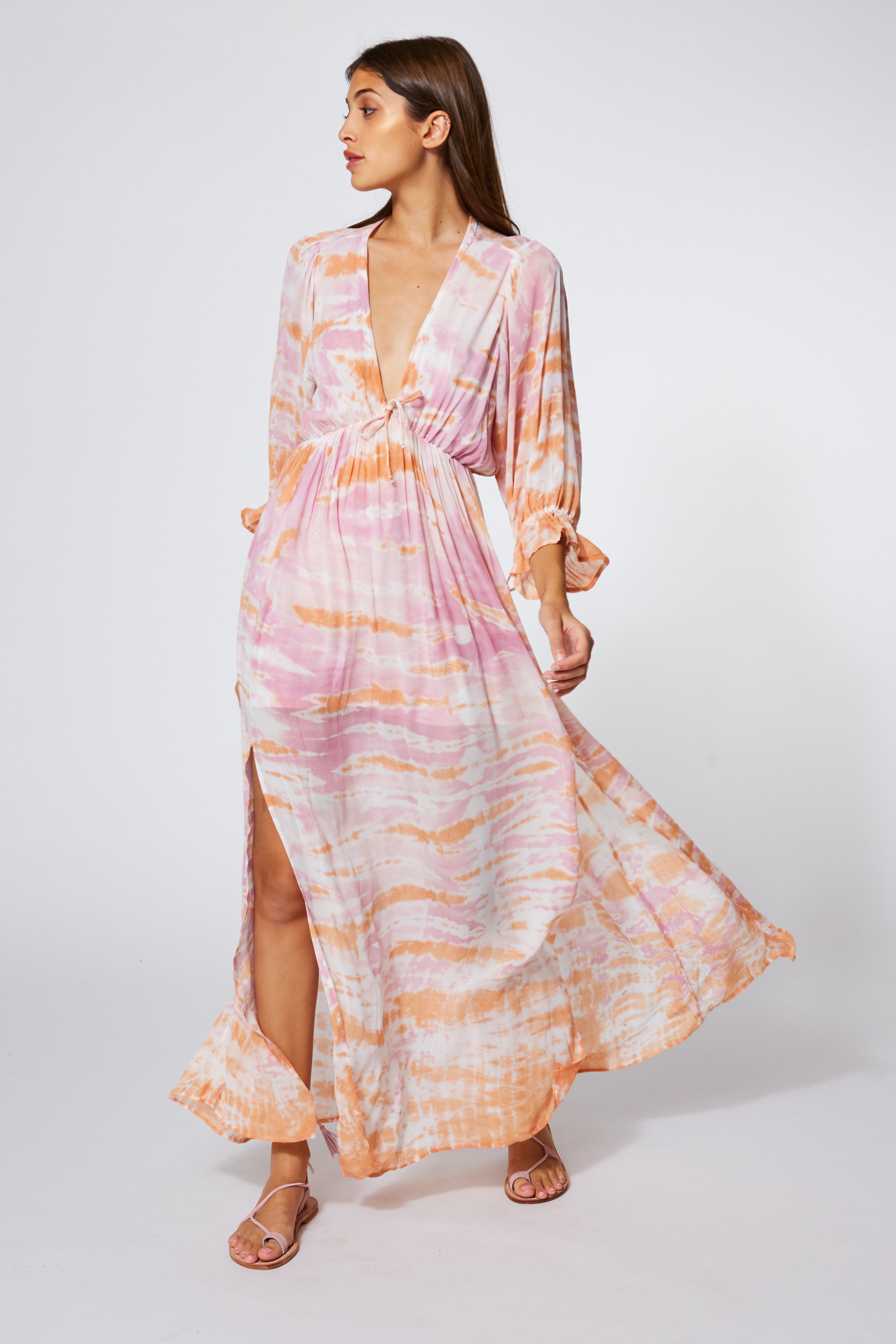 Meadow Dress In Peach Bamboo